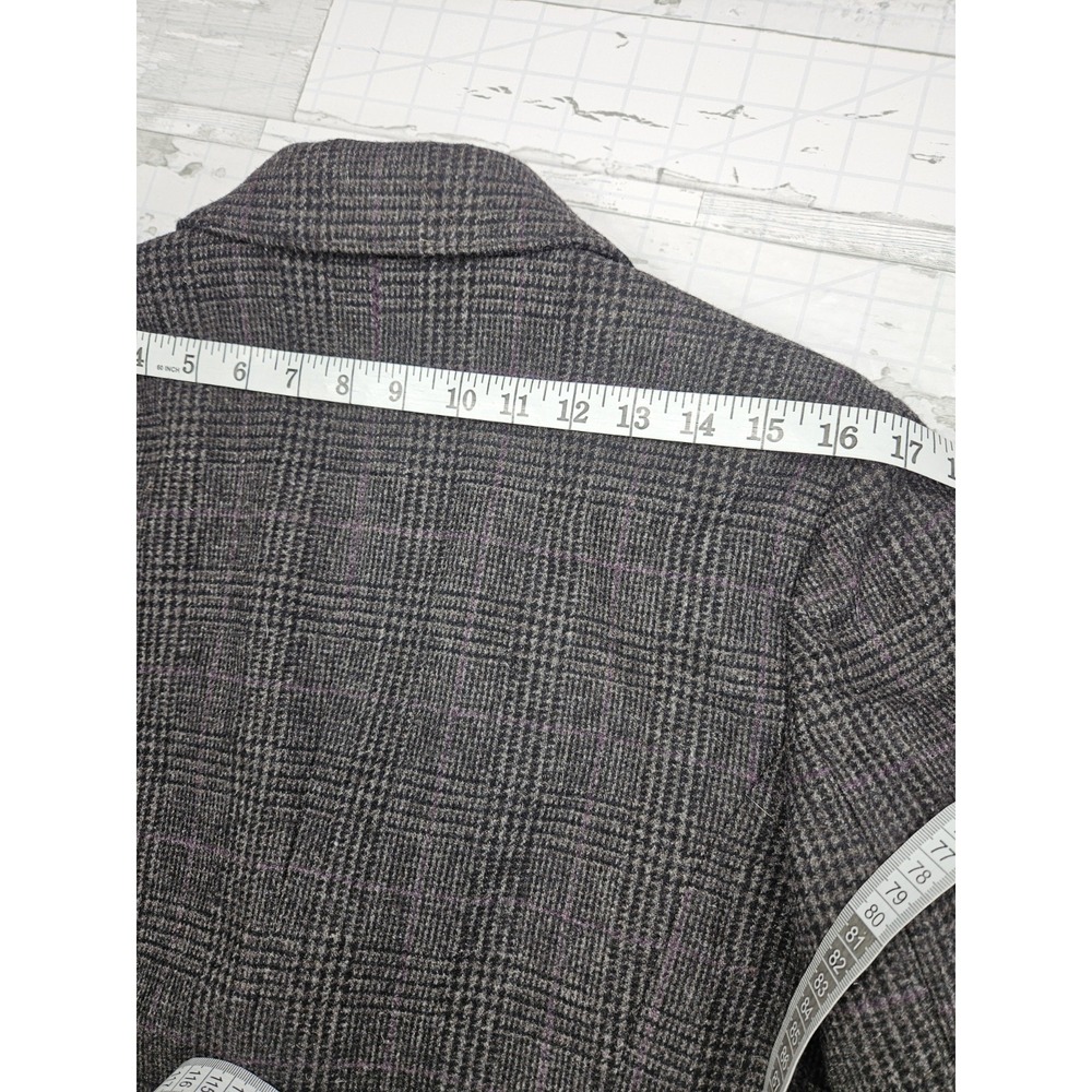 Eddie Bauer Womens Glen Plaid Wool Blend Blazer Jacket Purple Gray Size 12 Tall - Picture 6 of 11